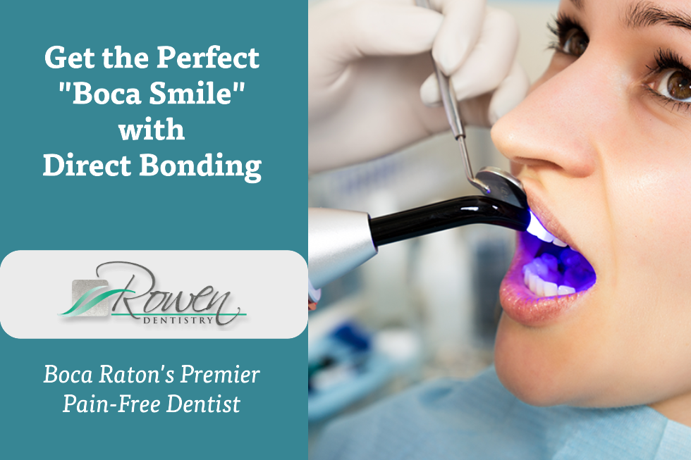 A woman getting a direct bonding dental procedure at Rowen Dentistry in Boca Raton